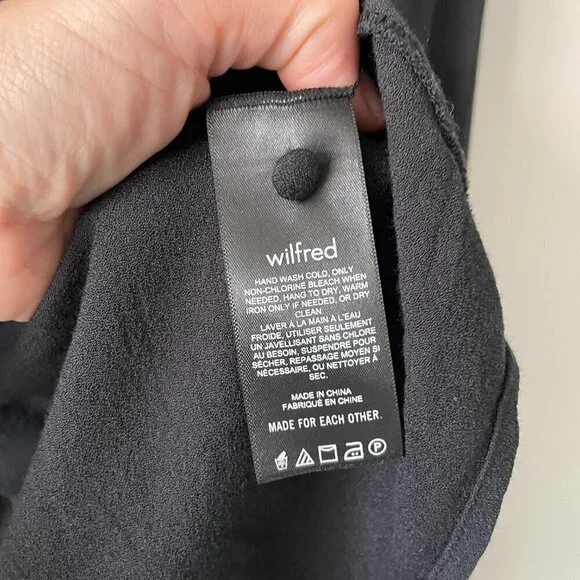 Aritzia Wilfred Tulum Button Front Collared Long Sleeve Casual Blouse Black XXS - Picture 7 of 8